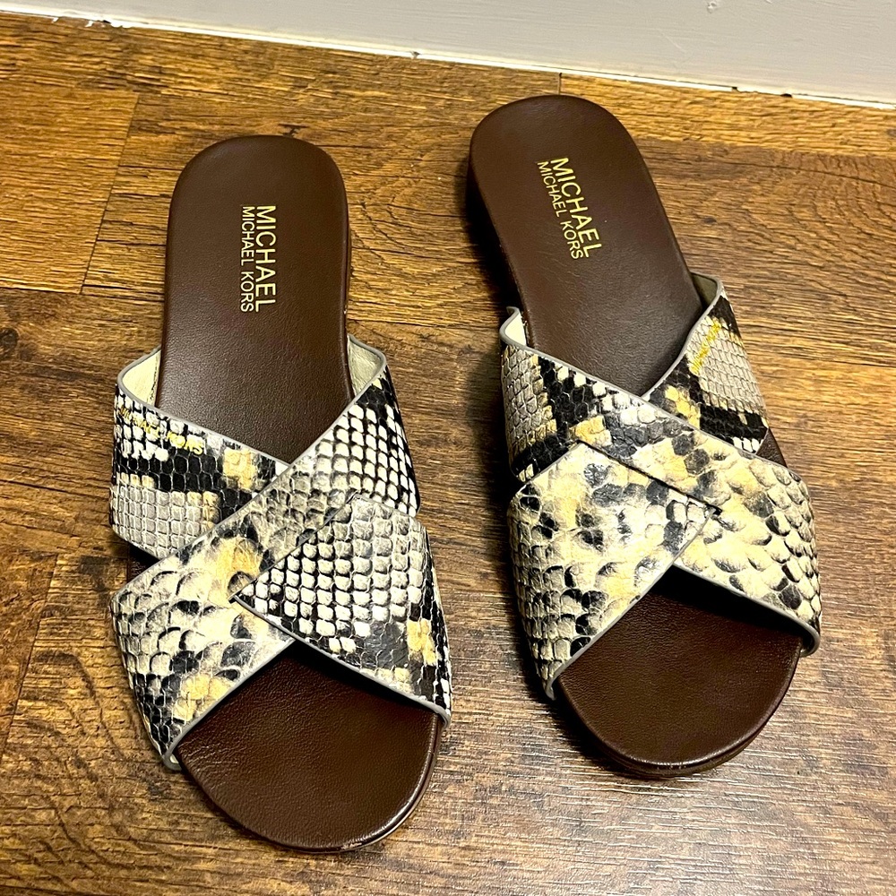 MICHAEL Michael Kors Snakeskin Leather Sandals